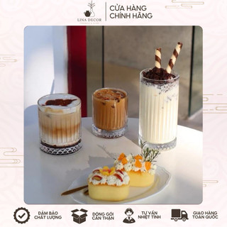  Cốc Thuỷ Tinh Ly Thuỷ Tinh Vân Sọc Đế Kim Cương Sang Trọng 3 Size Thích Hợp Cho Quán Cafe  Decor Nhà Cửa 