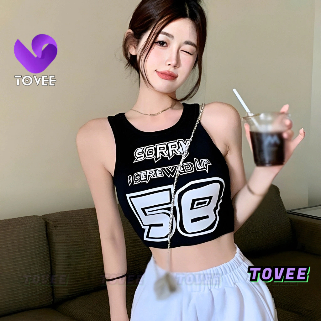 Áo BA LỖ SORRY Croptop Chất Thun Borip Kiểu Sexy Nữ, Áo Thun Sát Nách Cổ Tròn In Hoạ Tiết Ôm Body TOVEE