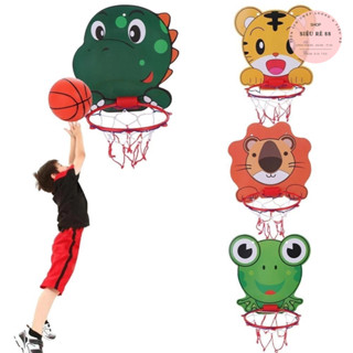 Bóng rổ mini treo tường cho bé gồm bóng rổ và bơm bóng hình sư tử, hổ, khủng long, ếch, voi dễ thương 89024 Siêu Rẻ 88