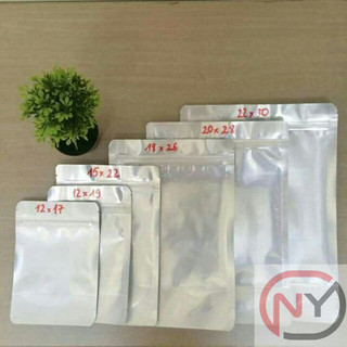 [200gr/size} túi zipper 1 mặt bạc 1 mặt trong đáy đứng