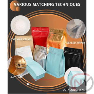 Túi zipper 8 cạnh cafe đã đóng val, dùng bảo quản cafe
