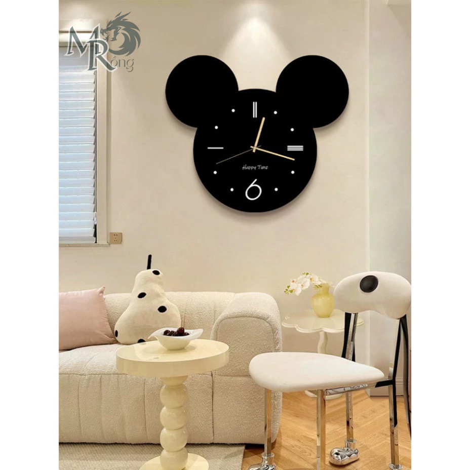 [AH] Tranh đồng hồ hình mickey tráng gương cao cấp, tranh dán tường đẹp
