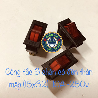 Công tắc đèn 3 chân bấp bênh on off chữ nhật thân mập