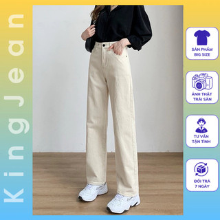 KingJean Bigsize Quần Jean Nữ Ống Suông Rộng Lưng Cao từ 55kg đến 85kg MS106
