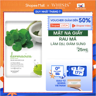 Mặt Nạ Dưỡng Da Rau Má Whisis Nature Origin Energy Derma Cica Sheet Mask Dưỡng Da Trắng Sáng, Tái Tạo Da 25ml