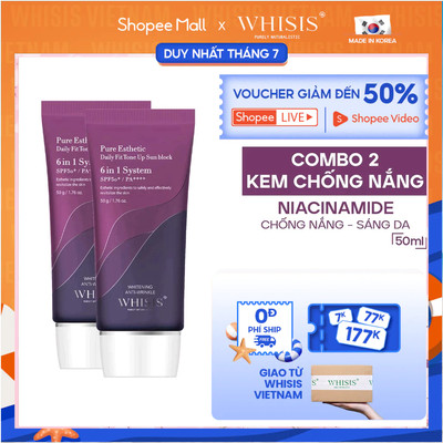 COMBO 2 Kem Chống Nắng Cho Da Dầu Hàn Quốc Nâng Tone WHISIS Pure Esthetic Daily Fit Tone Up Sun Block (SPF50+/PA++++)