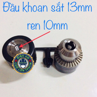 Đầu khoan sắt 13mm trục răng10mm kẹp mũi từ 1,5mm>13mm (thông số quốc tế 3/8 - 24UNF)
