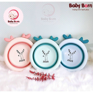 Chậu/ Thau rửa mặt gấp gọn Deer hình hươu dễ thương, tiện lợi cho bé