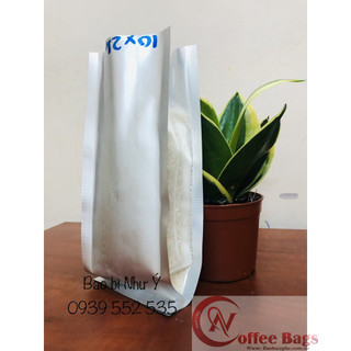 [500gr/size] túi 4 cạnh bạc - hông trong, dùng đựng bột, các loại hạt, cafe