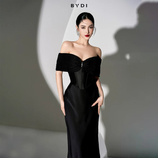 Đầm trễ vai nữ thiết kế đính charm dáng dài tôn dáng bydi design | fanny dress