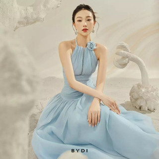 Đầm Maxi Nữ Đi Biển Thiết Kế Cổ Yếm Phối Hoa Dáng Dài Xoè 2 Lớp BYDI Design | AQUA DRESS