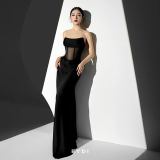 Đầm đen nữ cúp ngực phối lưới tôn dáng thiết kế dáng dài bydi design | lassy dress