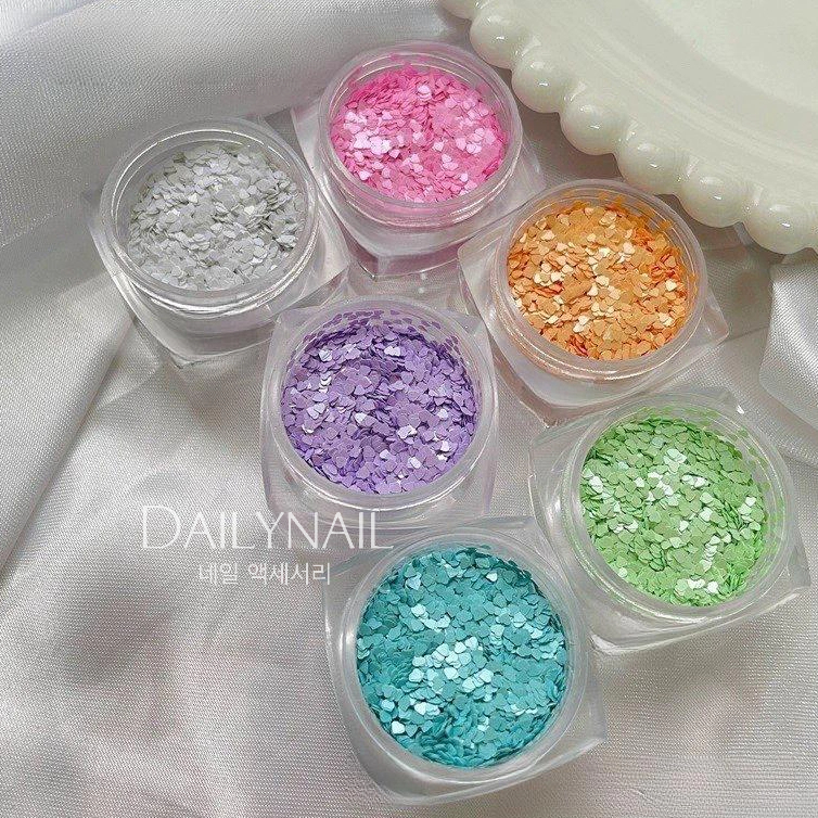 Tim nhí ẩn móng Pastel, Nhũ ẩn móng Trang trí móng (Set 6 màu)