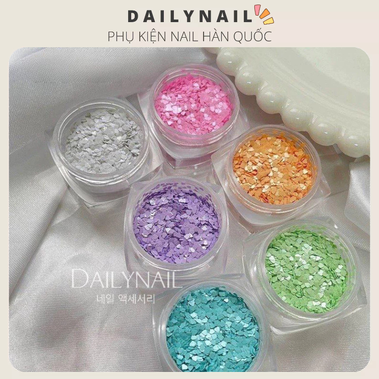 Tim nhí ẩn móng Pastel, Nhũ ẩn móng Trang trí móng (Set 6 màu)