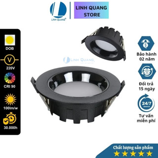 Đèn âm trần downlight tản quang DL3 Linh Quang 7w/12w vỏ đen cao cấp chống chói loá CRI>93
