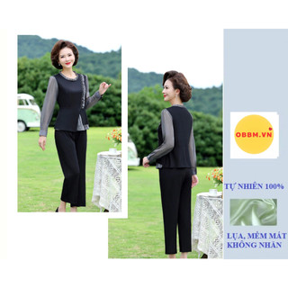 Bộ cao cấp cho mẹ, bộ cho người trung niên, bộ hoa tiet vay ca