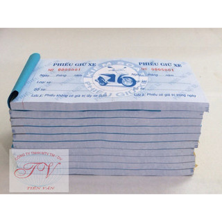 Combo 10 cuốn - Phiếu giữ xe - 100 tờ có số nhảy liên tục (Số seri) - 7x16cm