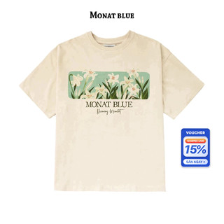 Monat blue tee lily flower - áo thun in dtg hoa lily chất cotton unisex