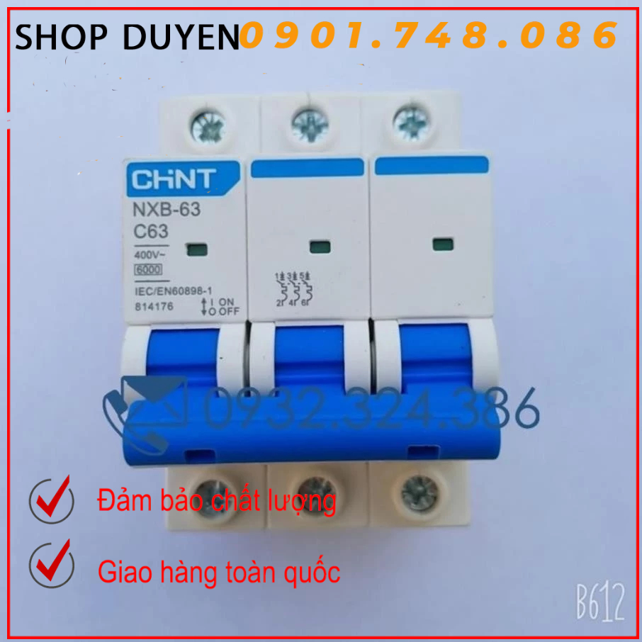 Aptomat MCB 3 Pha NXB-63 Chint 6A~63A Dòng Cắt 6kA (Hàng chính hãng)