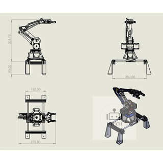 Cánh tay robot 4 bậc tự do động cơ step