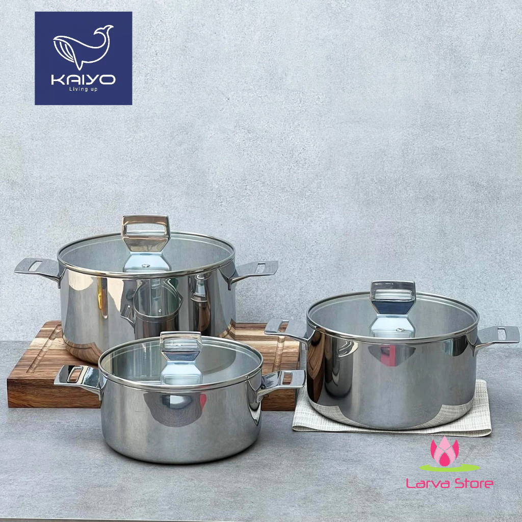 Nồi Đúc Inox 18/10 Liền Đáy 3 lớp Try-Ply Kaiyo - LARVA STORE