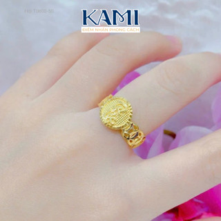 Nhẫn chữ Tài Lộc Xi vàng hoạ tiết kim tiền Kami trang sức sỉ
