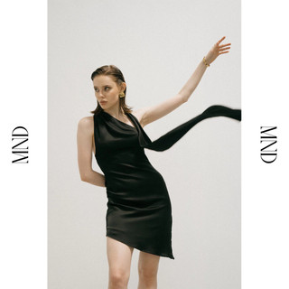 MACHNHADUONG - Đầm lụa cổ chéo vạt cách điệu FANCY DRESS - BLACK