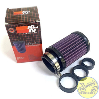 Lọc gió Pô e KN 1280 3 loại co hình trụ cho mọi loại xe tặng kèm cao su nối