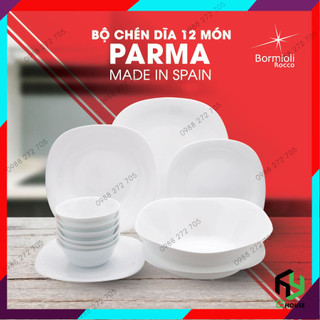 Bộ chén đĩa thủy tinh opal 12 món PARMA bền gấp 3 lần thủy tinh thường [TÂY BAN NHA]