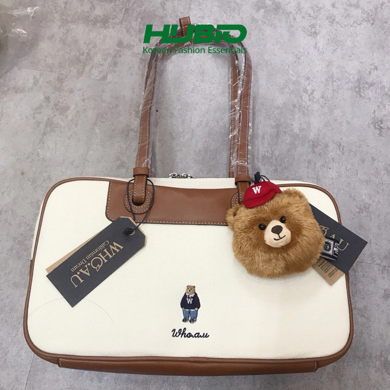 Túi WHOAU steve canvas square bag trắng ivory