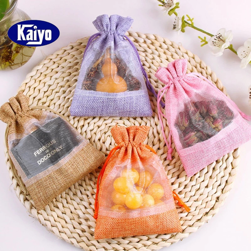 Kaiyo Túi thơm túi dây rút mini vỏ dùng đựng hạt cà phê, hoa thơm, tinh dầu, trang sức, mỹ phẩm có cửa sổ