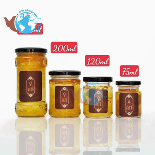 Hũ thủy tinh gân 280ml , 200ml , hũ 120ml , hũ yến 75ml / lọ thủy tinh đựng thực phẩm nắp đen
