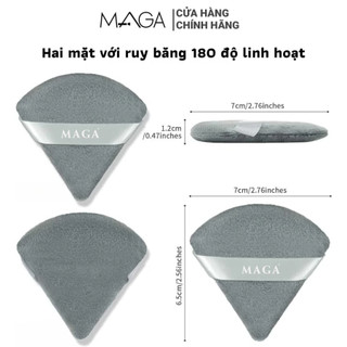  Mút Trang Điểm Kép Nền Và Phủ Hình Tam Giác Bằng Nhung MAGA Powder Puff Bông Mềm Mại  Xám Xanh  
