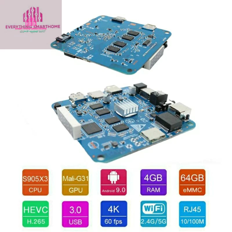 Mainboard đã cài Debian 12 vào eMMc với cấu hình mạnh chip amlogic s905x3 ram 4G rom 64G