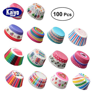Kaiyo bộ 100 bánh muffin cupcake cốc giấy hộp bánh cupcake lót bếp làm bánh phụ kiện bánh