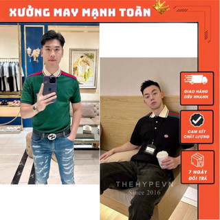 Áo polo nam gờ xê viền sọc vai thêu logo siêu đẹp - áo polo nam nữ gờ xê thêu siêu nét