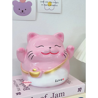 Ống tiết kiệm tiền Mèo thần tài cute đeo túi thỏi vàng | quà tặng, trang trí, mèo đất tiết kiệm Tiệm Heo Đất Soda