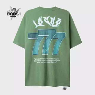 Áo thun BOBUI oversized LUCKY 777 Graffiti