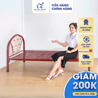 Giường Sắt Đơn Ống Tròn Sơn Tĩnh Điện Ngang 80x2m