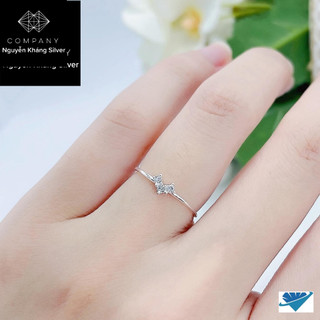 1.6, 1.65, 1.85cm Nhẫn nữ bạc ta, dáng mảnh nhỏ xinh, gắn 3 viên đá nhỏ