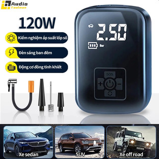  【Hồ Chí Minh Máy Bơm Hơi Bánh Xe Ô Tô- Máy bơm oto xe máy không dây tặng kèm dây sạc-Có Màn Hình LED Hiển Thị Điện Áp 