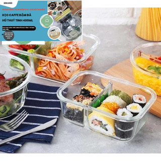 HỘP THUỶ TINH ĐỰNG CƠM - HỘP ĐỰNG THỰC PHẦM 2 NGĂN THỦY TINH CÓ NẮP ĐẬY