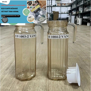 Bình Thuỷ Tinh Đựng Nước 1.1L Quai Cầm Miệng Rót- CA THUỶ TINH VÀNG