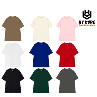 Áo Thun Trơn Vải Cotton 100% Tay Lỡ HY Korea Phom Rộng Unisex Nam Nữ Full Size 40 - 90KG.
