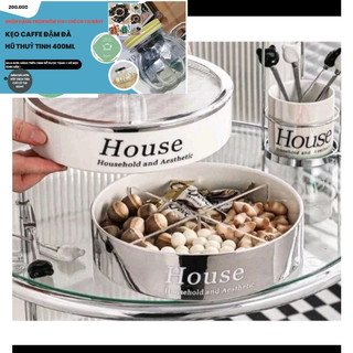 Khay mứt house 4 ngăn - khay đựng bánh kẹo kèm nắp gấu bear