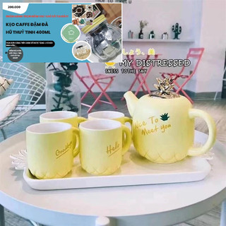 Bộ bình nước hình nơ hồng 4 cốc kèm khay