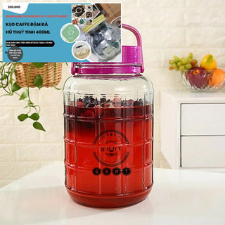 Bình thủy tinh quai xách nắp tím các cỡ không vòi