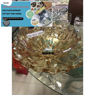 TÔ thủy tinh thả hoa dáng kim cương màu vàng