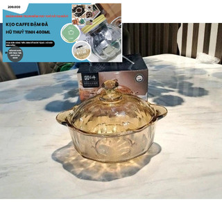 Nồi Âu Thủy Tinh VàngTròn Có Nắp Đựng Cơm , Canh chịu nhiệt cao