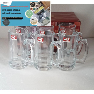 6 ly cốc quai bia thủy tinh 335ml